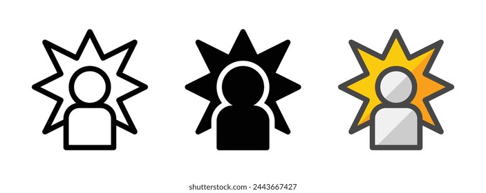 Multipurpose damaged vector icon in outline, glyph, filled outline style. Three icon style variants in one pack.