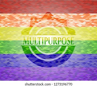 Multipurpose emblem on mosaic background with the colors of the LGBT flag