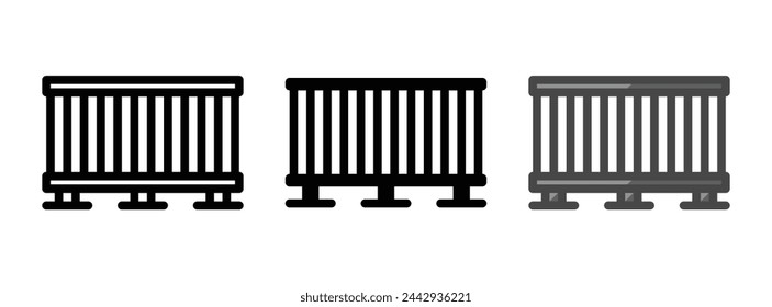 Multipurpose fence vector icon in outline, glyph, filled outline style. Three icon style variants in one pack.