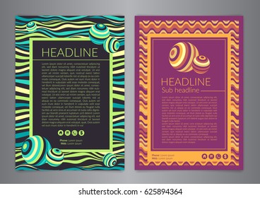 Multipurpose Flyer Layout with colored curved lines with spheres. Modern Backgrounds. Vector illustration. 