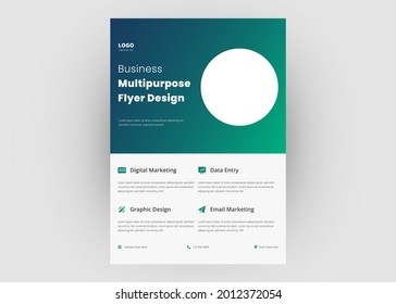 Plantilla de folleto multipropósito. Modelo de folleto comercial multipropósito. Diseño de volante de marketing digital.