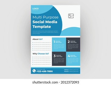 Multipurpose flyer template. Business multipurpose poster leaflet template. Digital marketing flyer design.