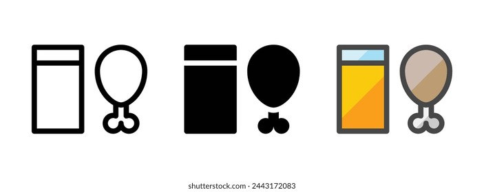 Mehrzweck-Lebensmittel-Vektor-Symbol in Umriss, Glyphe, gefüllte Umriss-Stil. Drei Varianten im Symbolstil in einem Paket.