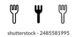 Multipurpose fork vector icon in outline, glyph, filled outline style. Three icon style variants in one pack.