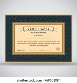 Multipurpose framed grey and beige certificate