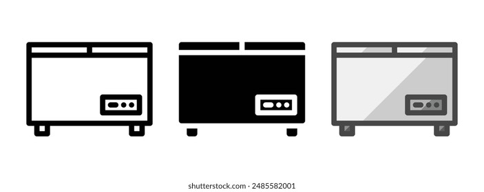 Multipurpose freezer vector icon in outline, glyph, filled outline style. Three icon style variants in one pack.