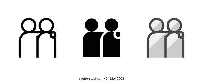 Icono de vector de amistad multipropósito en contorno, glifo, estilo de contorno relleno. Tres variantes de estilo de icono en un paquete.