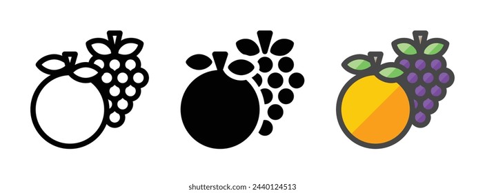 Multipurpose fruits vector icon in outline, glyph, filled outline style. Three icon style variants in one pack.