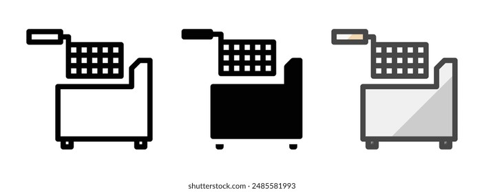 Multipurpose fryer vector icon in outline, glyph, filled outline style. Three icon style variants in one pack.