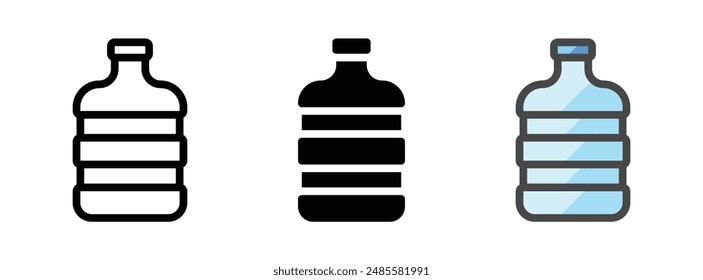 Multipurpose gallon bottle vector icon in outline, glyph, filled outline style. Three icon style variants in one pack.