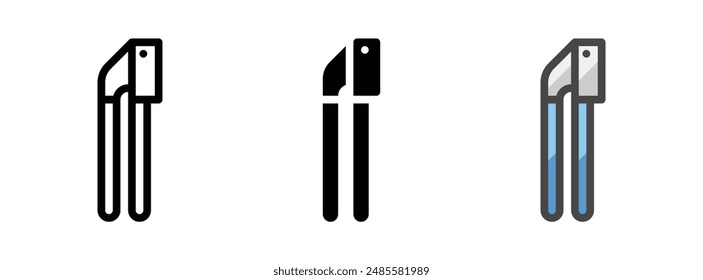 Multipurpose garlic press vector icon in outline, glyph, filled outline style. Three icon style variants in one pack.