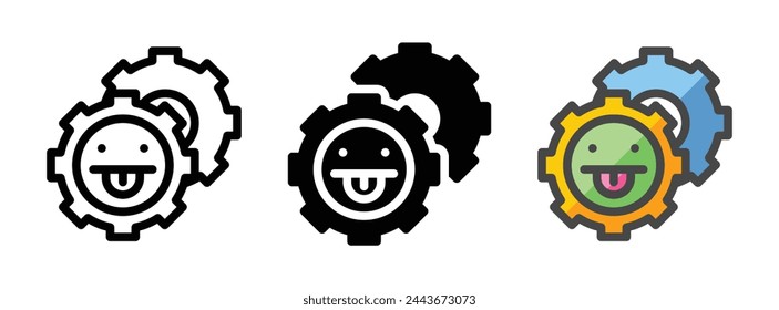 Multipurpose gears vector icon in outline, glyph, filled outline style. Three icon style variants in one pack.