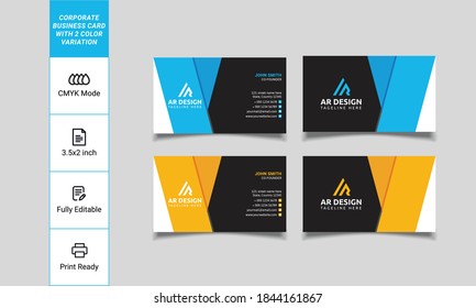 Multipurpose Geometric Corporate Business Card Design Templates-Color Blue and Orange Colors