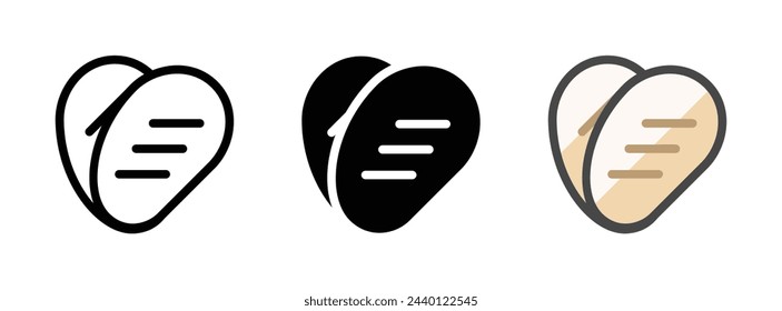Multipurpose grilled chicken vector icon in outline, glyph, filled outline style. Three icon style variants in one pack.