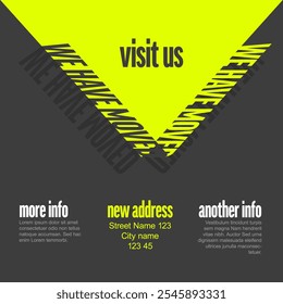 Multipurpose grreen dark We have moved flyer banner social media status template with new address and big letterings. Simple new address announcement