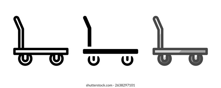 Multipurpose hand truck vector icon in outline, glyph, filled outline style. Three icon style variants in one pack.