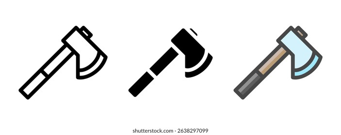 Multipurpose hatchet vector icon in outline, glyph, filled outline style. Three icon style variants in one pack.