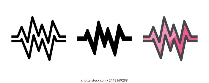 Multipurpose heartbeat vector icon in outline, glyph, filled outline style. Three icon style variants in one pack.