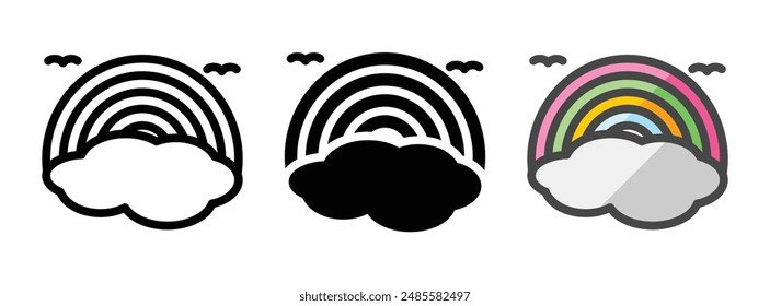 Multipurpose heaven vector icon in outline, glyph, and filled outline style on white background.