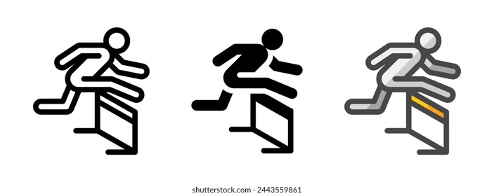 Multipurpose hurdles race vector icon in outline, glyph, filled outline style. Three icon style variants in one pack.