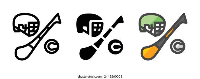 Multipurpose hurling vector icon in outline, glyph, filled outline style. Three icon style variants in one pack.