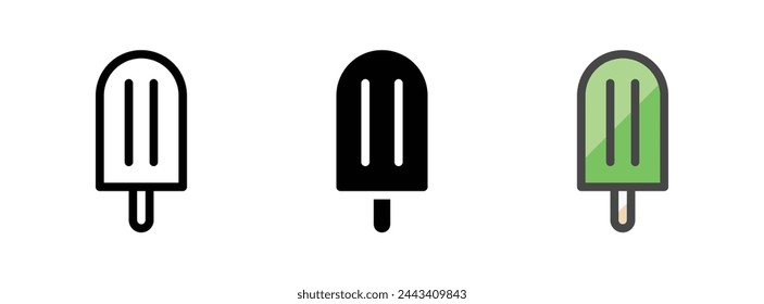 Multipurpose ice cream vector icon in outline, glyph, filled outline style. Three icon style variants in one pack.