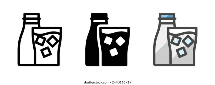 Multipurpose ice milk vector icon in outline, glyph, filled outline style. Three icon style variants in one pack.