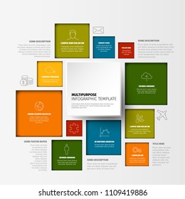 Plantilla infográfica multipropósito con varios bloques cuadrados de contenido