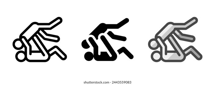 Multipurpose judo vector icon in outline, glyph, filled outline style. Three icon style variants in one pack.