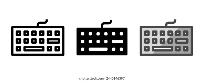 Multipurpose keyboard vector icon in outline, glyph, filled outline style. Three icon style variants in one pack.