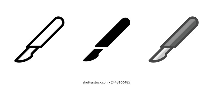 Multipurpose knife vector icon in outline, glyph, filled outline style. Three icon style variants in one pack.