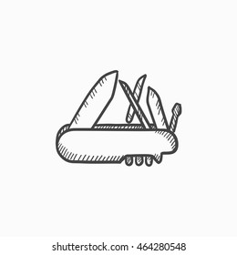 Multipurpose knife vector sketch icon isolated on background. Hand drawn Multipurpose knife icon. Multipurpose knife sketch icon for infographic, website or app.
