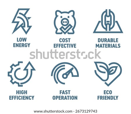 Multipurpose Labeling Icons set in bold line for most Tools or Devices. Low Energy, Cost Effective, Durable Materials. High Efficiency, Fast Operation, Eco-friendly