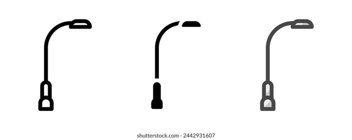Icono de vector de lámpara multiuso en contorno, glifo, estilo de contorno relleno. Tres variantes de estilo de icono en un paquete.