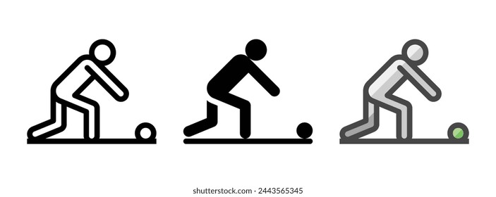 Multipurpose lawn bowls vector icon in outline, glyph, filled outline style. Three icon style variants in one pack.