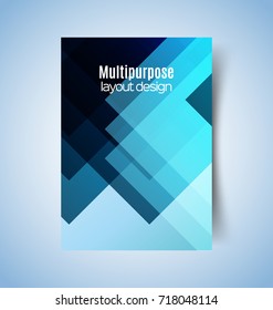 Multipurpose layout design. Suitable for flyer, brochure, book cover and annual report. blue  color in A4 size template background .