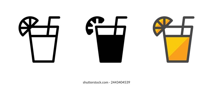 Multipurpose lemonade vector icon in outline, glyph, filled outline style. Three icon style variants in one pack.