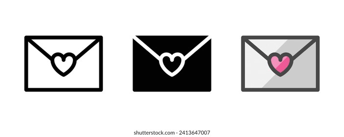 Multipurpose letter vector icon in outline, glyph, filled outline style. Three icon style variants in one pack.