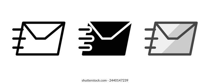 Multipurpose letter vector icon in outline, glyph, filled outline style. Three icon style variants in one pack.