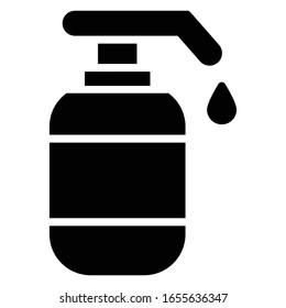 Multipurpose Liquid Bottle Vector Glyph Icon design, Hand Sanitizer Soap on White backgruond