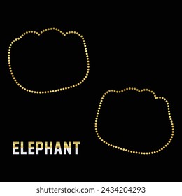 Multipurpose luxury golden color african wild elephant footprint outline dot icons logo design template. Vector illustration with black background.