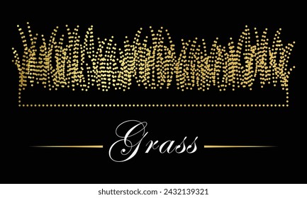 Multipurpose luxury golden color grass outline dot icons logo design template. Vector illustration with black background.