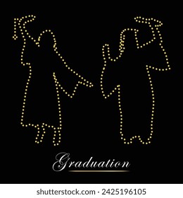 Multipurpose luxury golden color university graduation outline dot icons logo design template. Education logo. Vector illustration with black background.