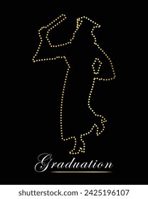 Multipurpose luxury golden color university graduation outline dot icons logo design template. Education logo. Vector illustration with black background.