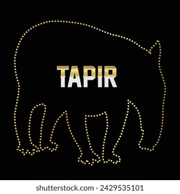 Multipurpose luxury golden color wild forest tapir outline dot icons logo design template. Vector illustration with black background.