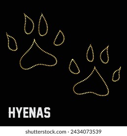 Multipurpose luxury golden color wild hyena footprint outline dot icons logo design template. Vector illustration with black background.