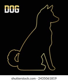 Multipurpose luxury golden color wild dog outline dot icons logo design template. Vector illustration with black background.