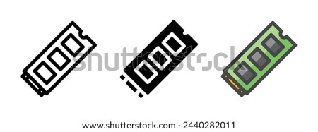 Multipurpose M.2 SSD vector icon in outline, glyph, filled outline style. Three icon style variants in one pack.