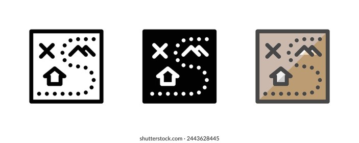 Multipurpose map vector icon in outline, glyph, filled outline style. Three icon style variants in one pack.