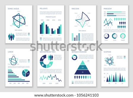 Multipurpose marketing vector infographics with charts, option graphs and people demographic icons. Presentation graph and infographic, multipurpose template chart information illustration